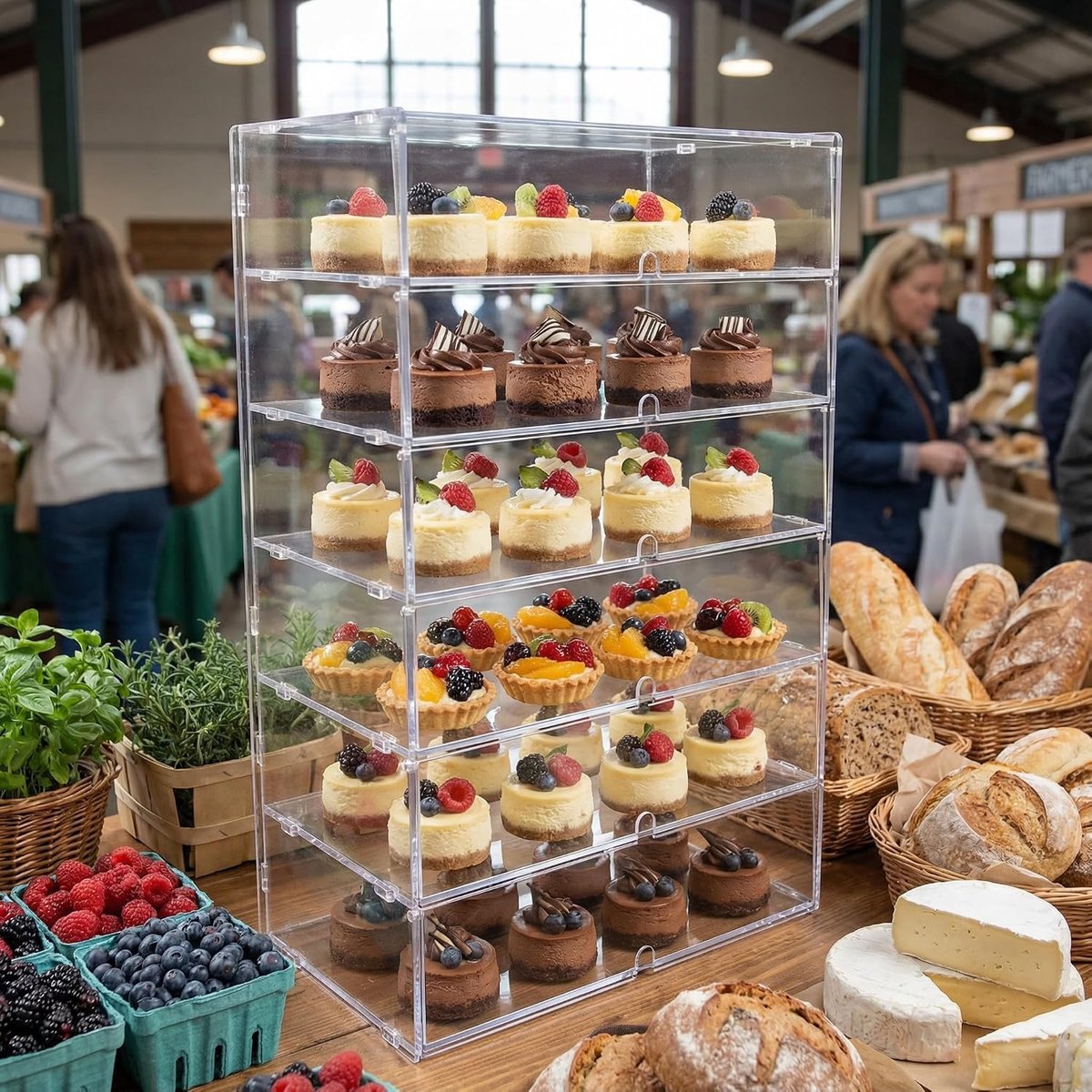 6 lagen doorzichtige toonbankbovenkant bakkerijvitrine 5 mm hoge impact PETG-panelen transparante brooddoos