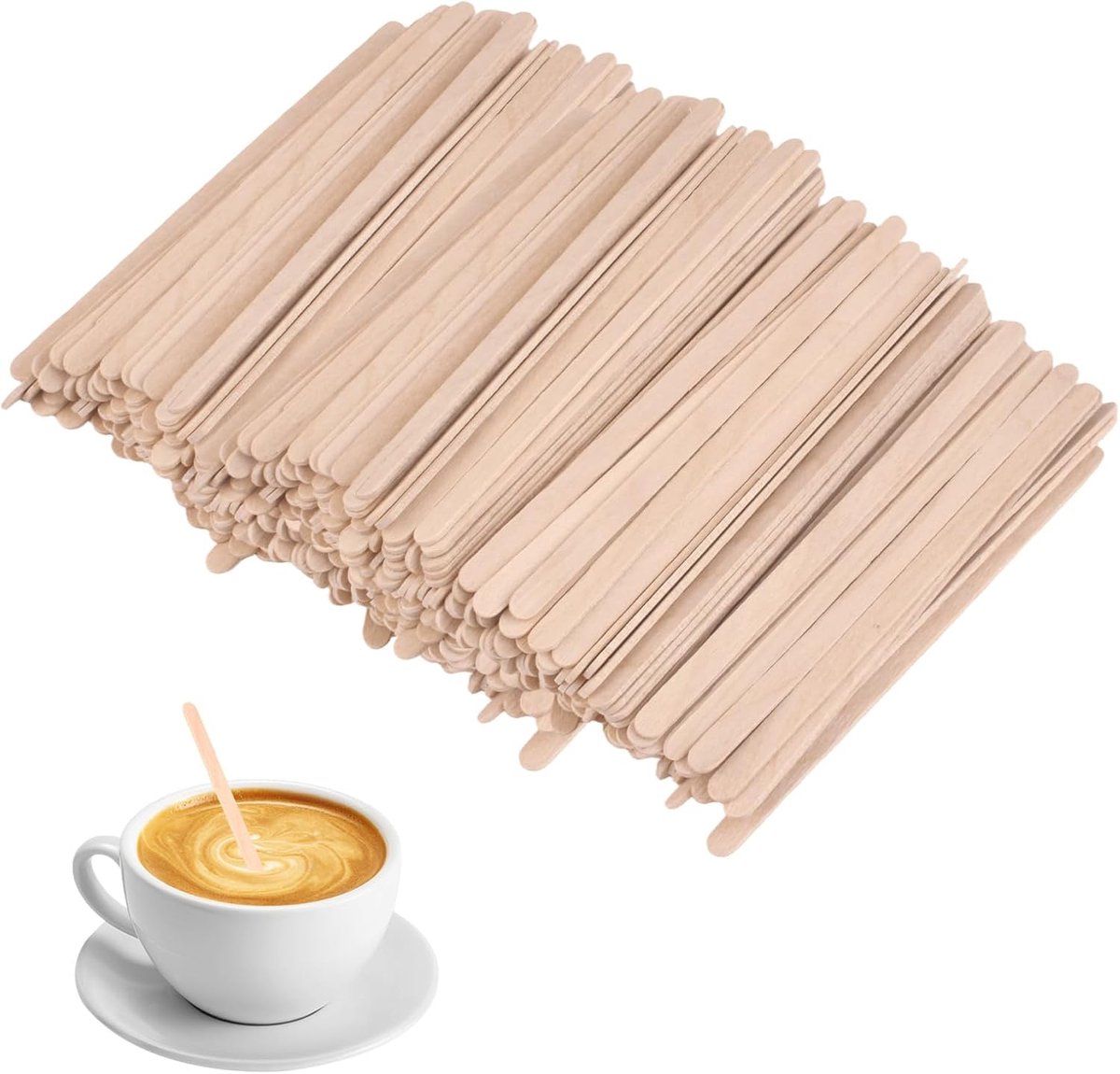 300 stuks houten koffieroerstaafjes 11 cm, wegwerproerstaafjes voor warme dranken, natuurlijke wegwerproerstaafjes voor thee en cocktails