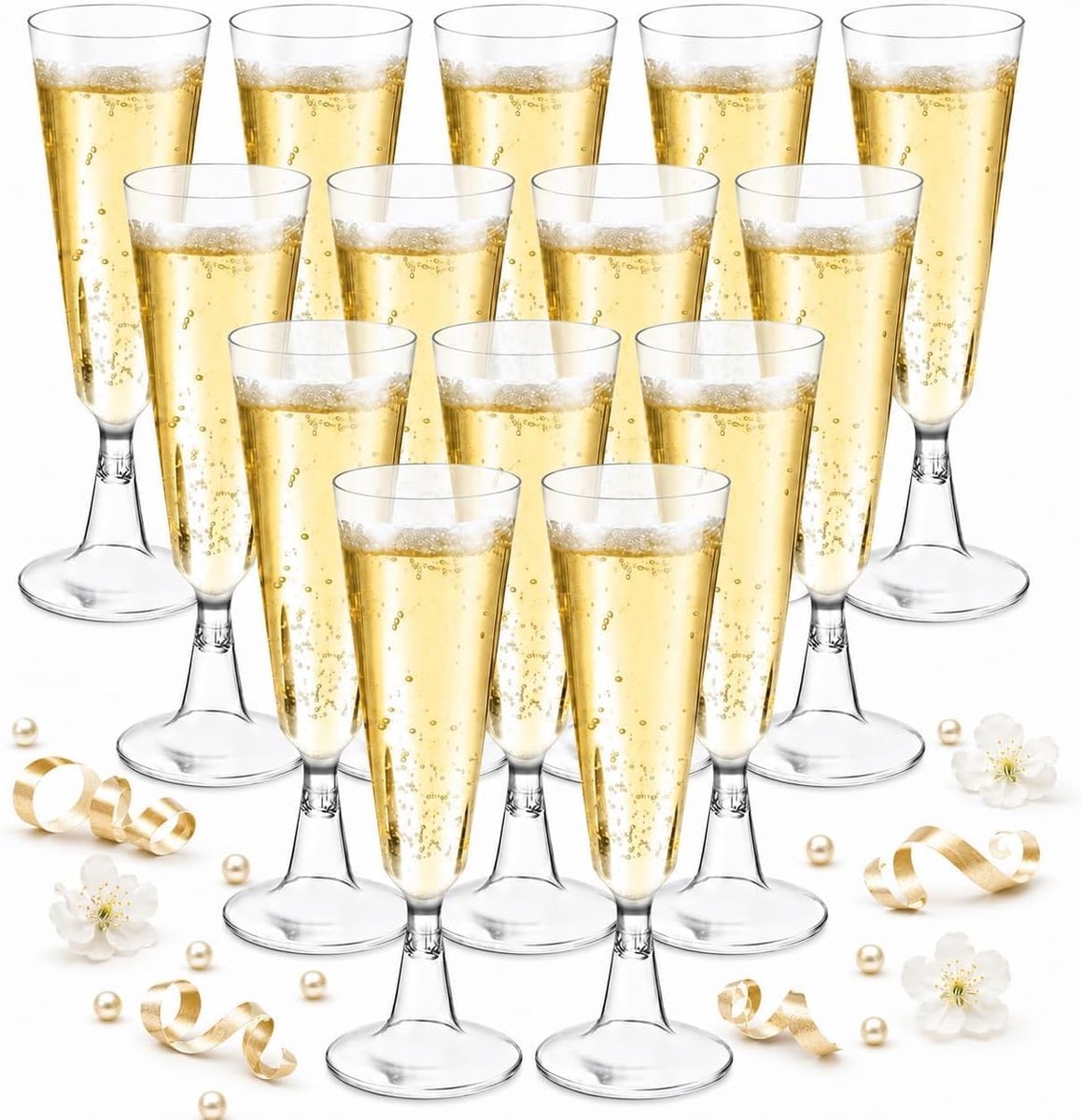 Champagneglazen, kunststof champagneglazen, set herbruikbare champagneglazen, champagneglazen, champagneglazen, 160 ml, transparante kunststof glazen voor bruiloft, verjaardag, feest