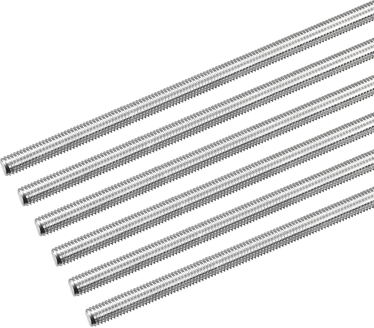 Schroefdraadstang M5 x 300 mm 0,8 mm volledige schroefdraadspindel, schroefdraadspindel, 304 roestvrij staal, rechtse schroefdraadspindelstangen, 6 stuks