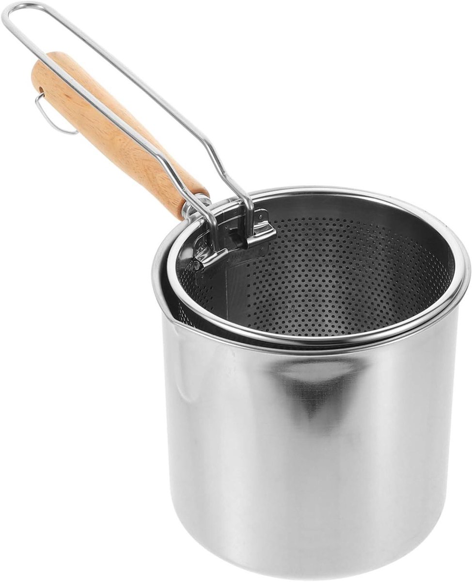 Frituurpan met mand - Keukenpan Braadpan - Eten Bereiden - Oliepeil indicator - 430 Gram - Zilver