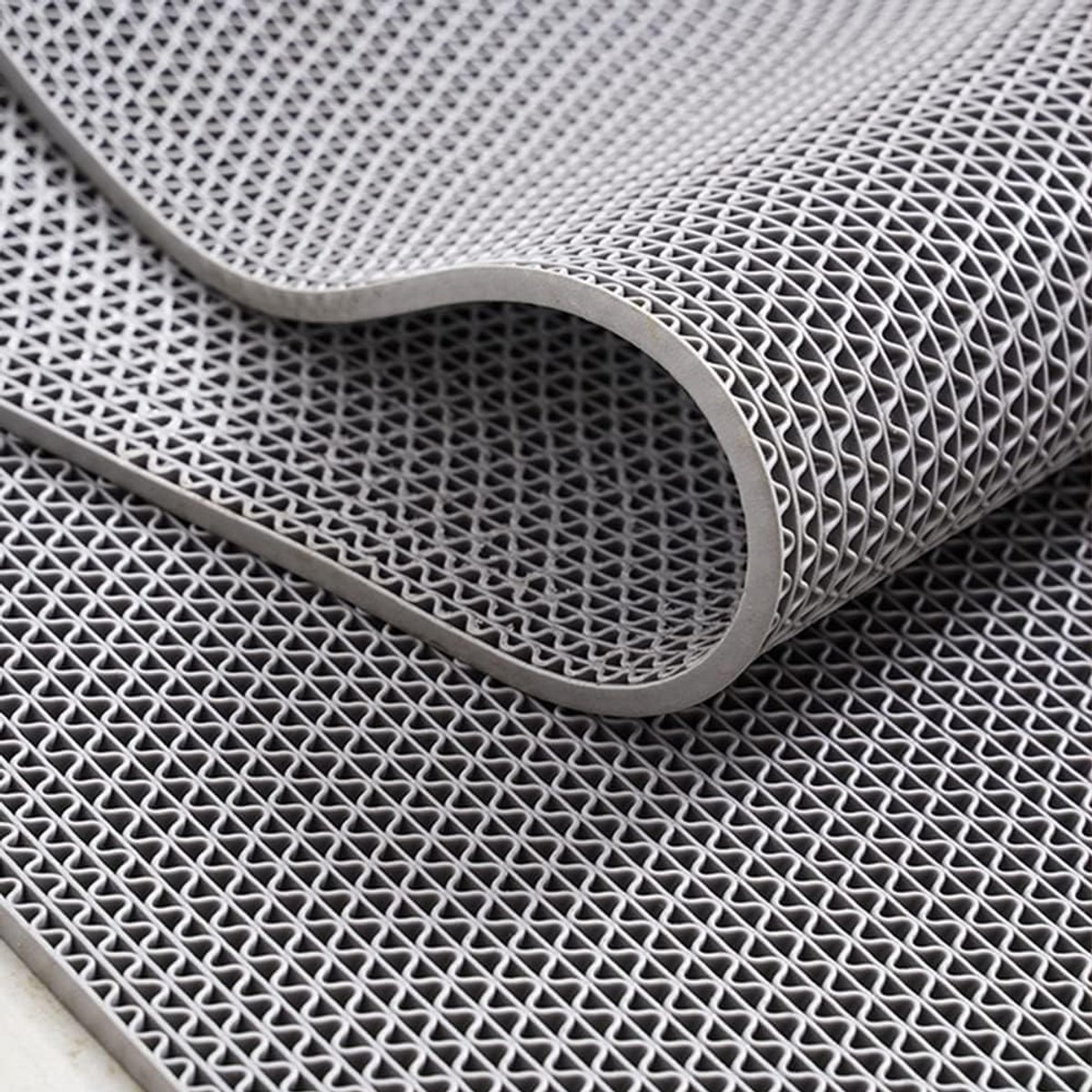Vloermat, antislip, douchemat, keukenmatten, 90 x 500 cm, 5,5 mm dik, drainage vloermat, commerciële antislipmat, zwembadmat, mesh, holle mat voor keuken, zwembad, wasruimte, grijs