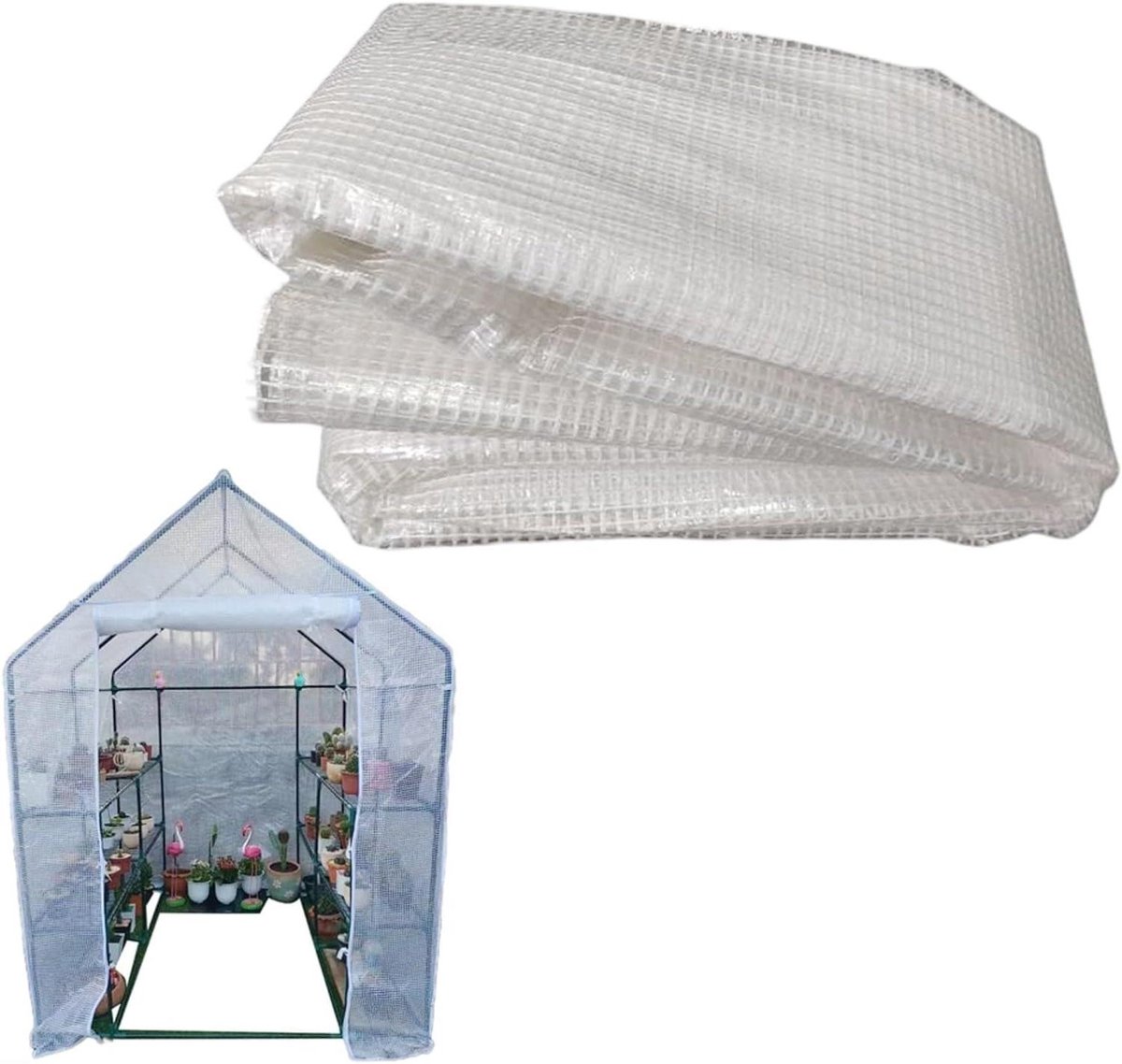 Broeikas Afdekking - Kas Cover PVC - Planten Beschermen - Weerbestendig Materiaal - 143x143x195 cm - Wit