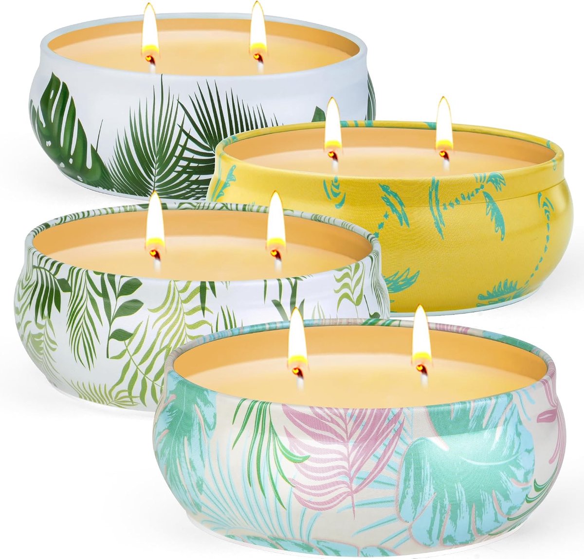 Kaars voor buiten, groot, 260 uur brandduur, citronellakaars, natuurlijke sojawas, citronellakaars met 2 lonten, citronella-geurkaars voor buiten, tuin, terras en picknick, 4x170ml
