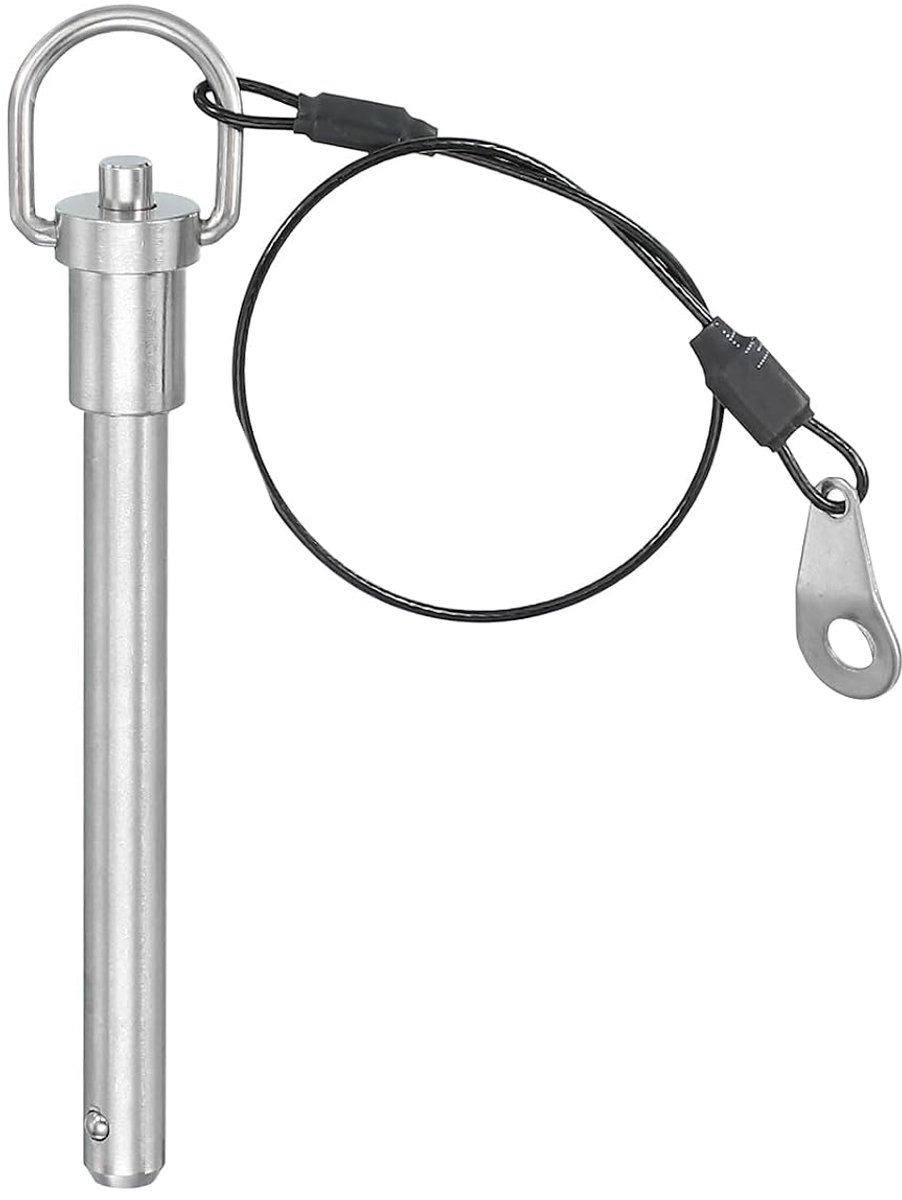 Vergrendelingsbout met handvat ring van roestvrij staal 3/8 inch x 3,15 inch, kogelvergrendelingspinnen van roestvrij staal 304, veiligheidspinnen met knop, 25 cm draad (9,5 x 80 mm)