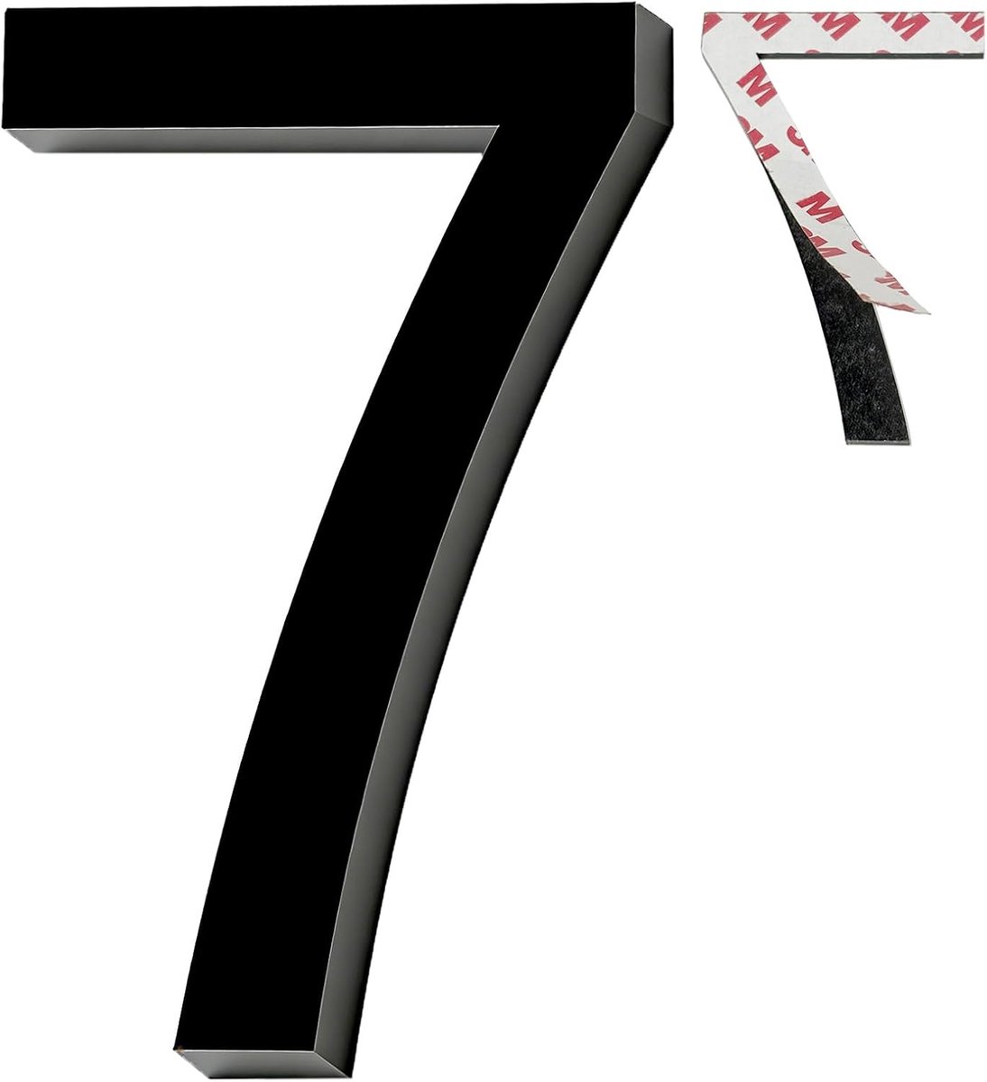 Sticker met nummer 7, zwart, huisnummer, huisnummer van acryl, zelfklevend, weerbestendig, voor buiten, deur, brievenbus (9,5 cm)