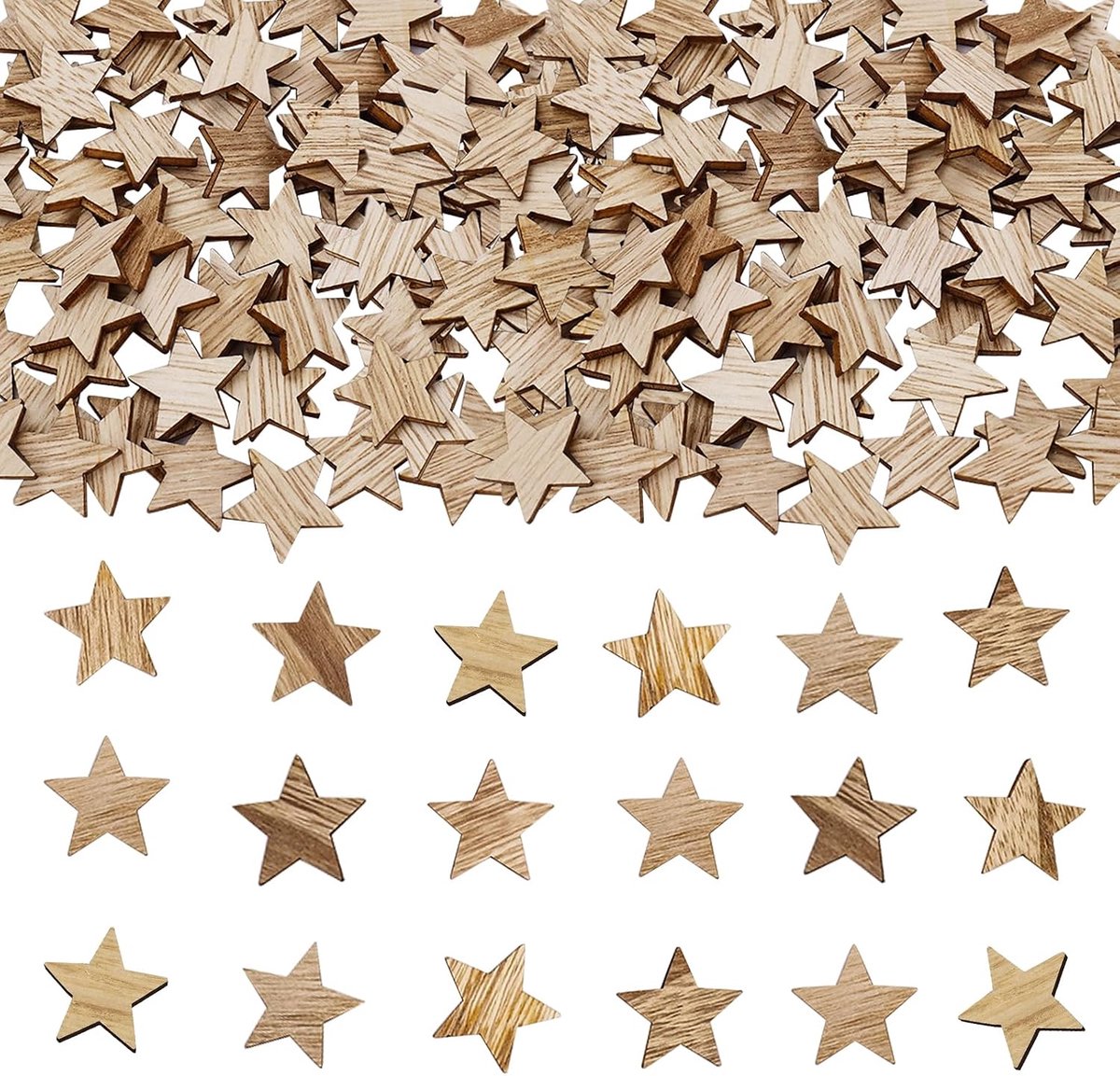 houten sterren om te knutselen, 100 stuks houten sterren, decoratie voor Kerstmis, houten sterren, klein, strooidecoratie, sterren om te knutselen, decoratie, sterren, kerstconfetti