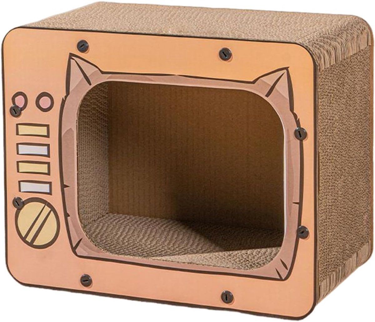 TV-Vorm Anti-Slip Interactief Klimmen | Groot Kartonnen Kattenkrabhuis Meubelbescherming tegen Krassen en Verveling voor Kittens Konijnen en Kleine Dieren