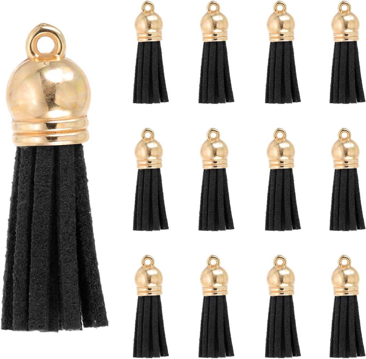 Kwastjes, 30 stuks kunstleer suède kwastje sleutelhanger charme bulk met gouden dop voor doe-het-zelf ambachtelijke decor handtassen armbanden sieraden maken sleutelhanger