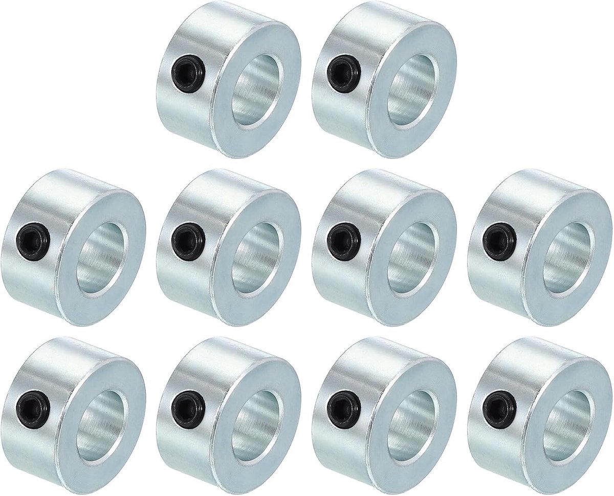 Boring 3/8 inch golfkraag 13/16 inch OD 3/8 inch dik, 10 stuks verzinkt koolstofstaal landflappenwielkraag met M5 schroefdraadpen voor de machinebouw, zilver