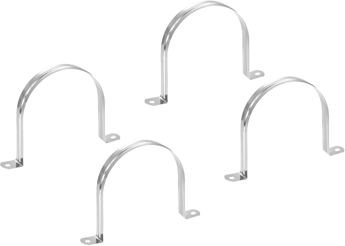 18,5 inch/100mm Stijve Pijp Bandklem, 4 Stks 304 Roestvrij Staal Twee Gat U-Vorm Buis Clip Pijp Bevestigen Houder voor Pijp Bevestiging
