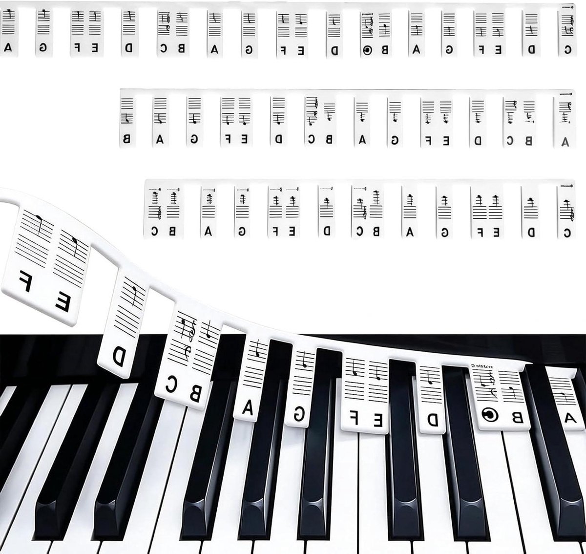 Pianonotengids - Toetsenbord strip - Piano Leren - Afneembare Siliconen - 88 Toetsen - Wit