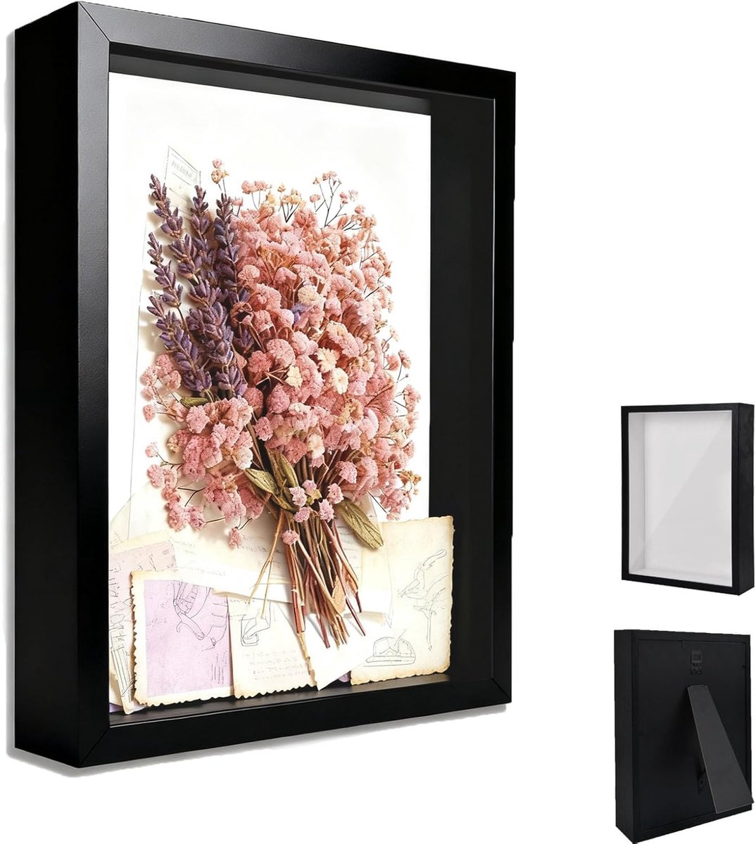 Fotolijst 20 x 25 cm - Diepe lijst van hout - 3D objectlijst met 3 cm diepte - Voor foto’s en souvenirs - SnelShoppen