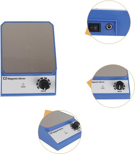 Magneetroerder - Magneetmixer Roerder - Vloeistoffen Mengen - Stabiele Metalen Plaat - 2000 ml - Grijs — afbeelding 3