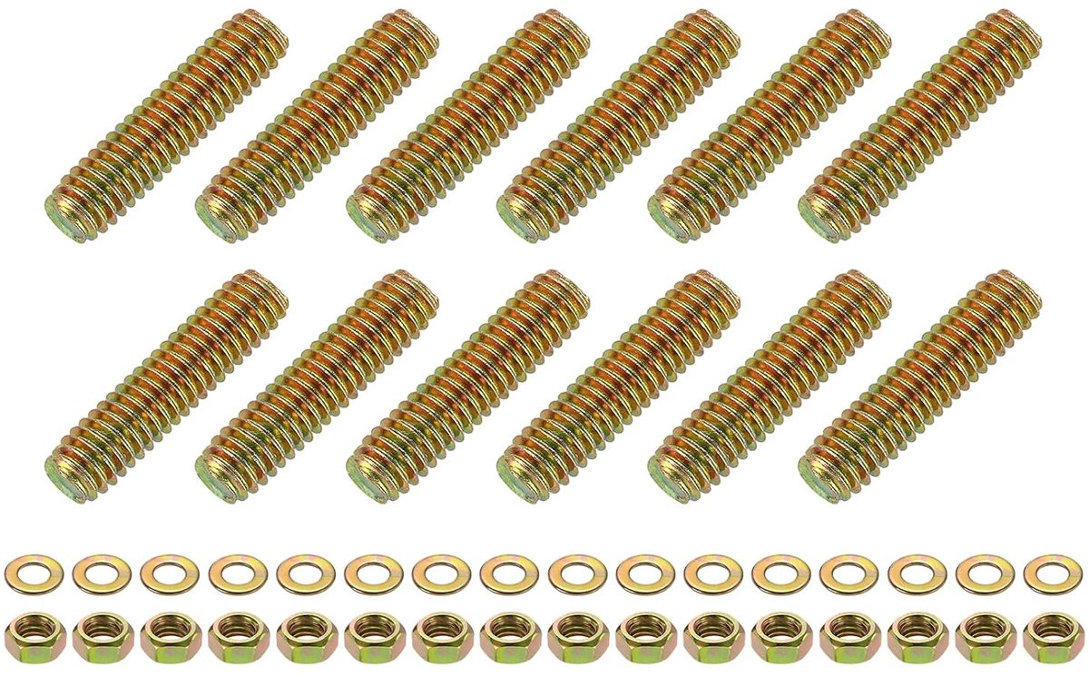 12 stuks volledige schroefdraadstangen 5/16 inch UNC x 1-1/4 inch lengte zinkgecoat van koolstofstaal, volledige schroefdraadstangen met moeren en sluitringen voor klemmen hangers kleur zink