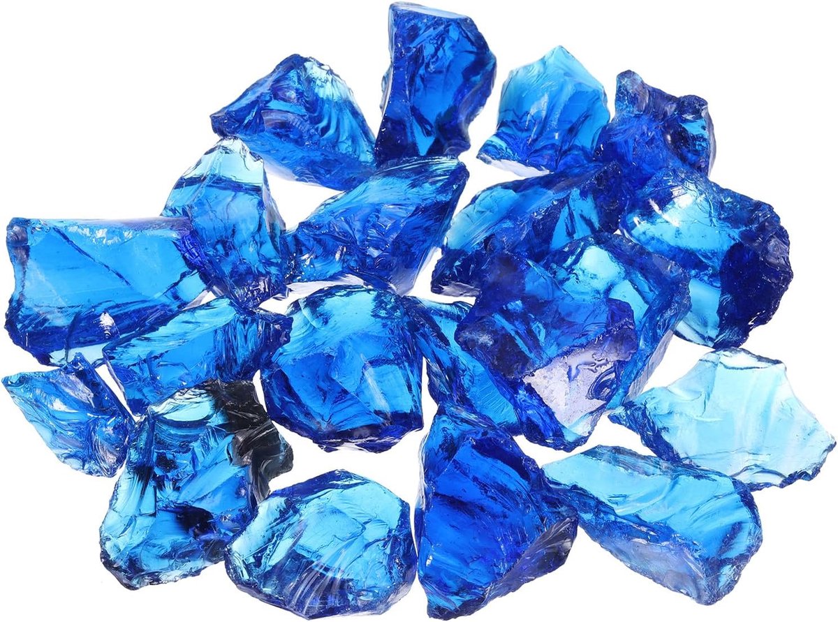 Vuurglas voor haard, 2-3 mm (1/9 inch), hoogglanzende reflecterende glazen stenen voor natuurlijke of propaangashaarden, veilig voor buiten en binnen, vuurglas, blauw