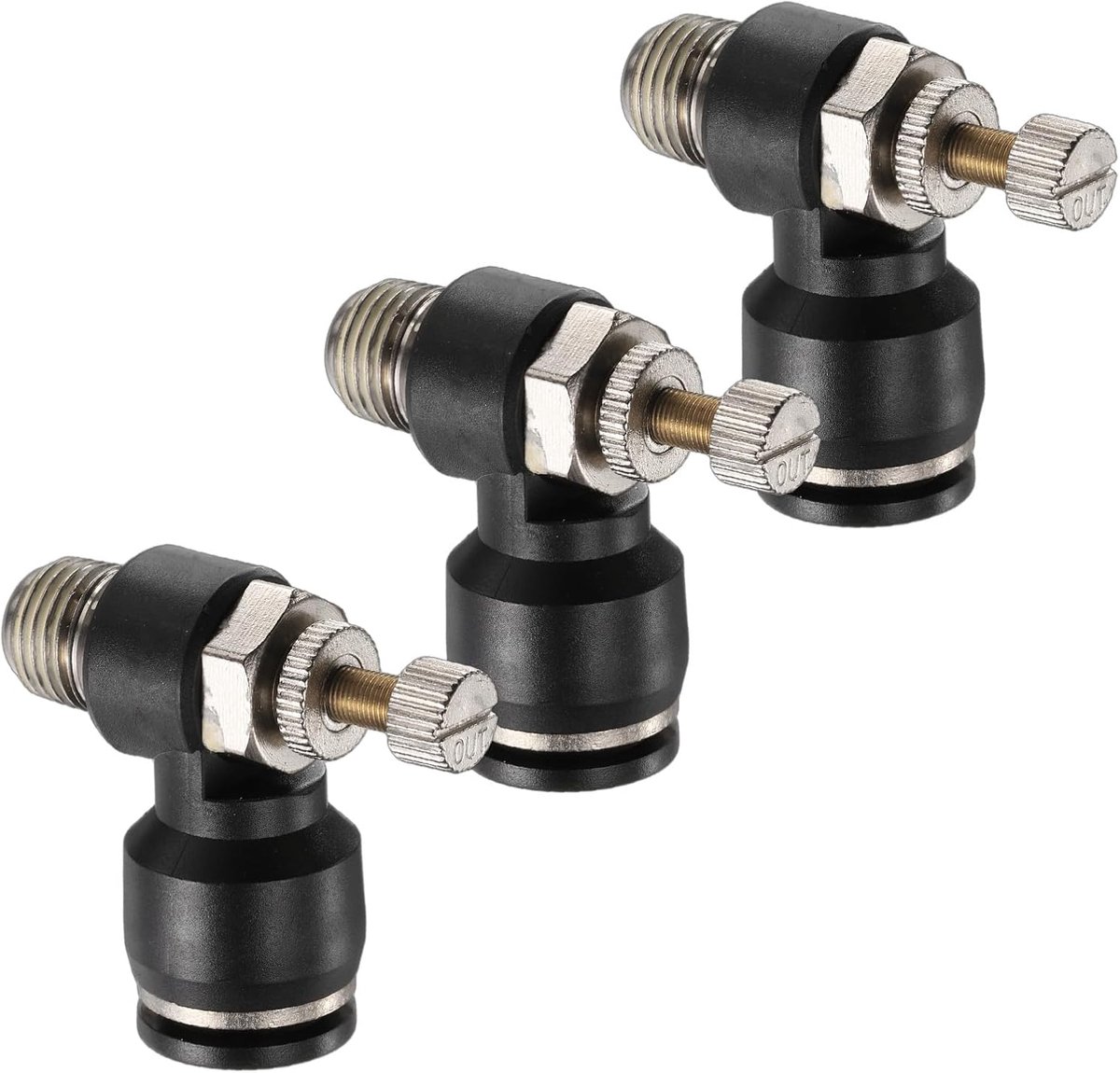 3 stuks ventielcontrole van de luchtstroom 12 mm buitendiameter slang x 1/4 inch PT schroefdraad snelkoppeling luchtaansluiting hoekstuk 90 graden snelheid adapter