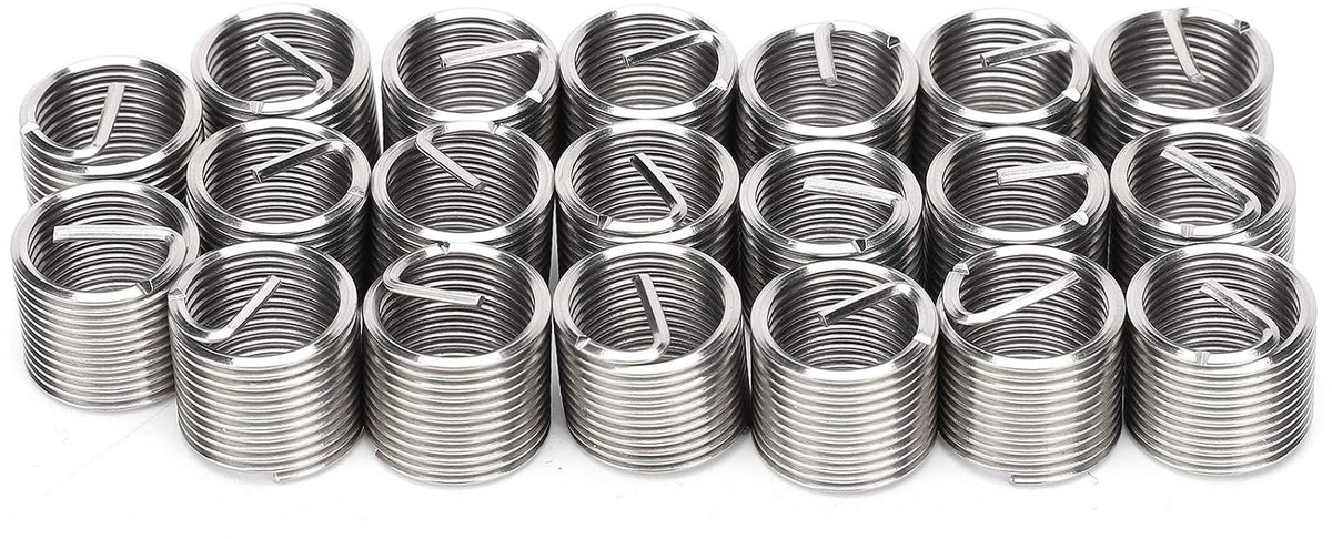 Schroefdraadbeschermer M12 x 1,25, 20 Stuks, SUS304 Roestvrijstaal, Draadreparatie-moer voor Auto's, 1.5D Lengte