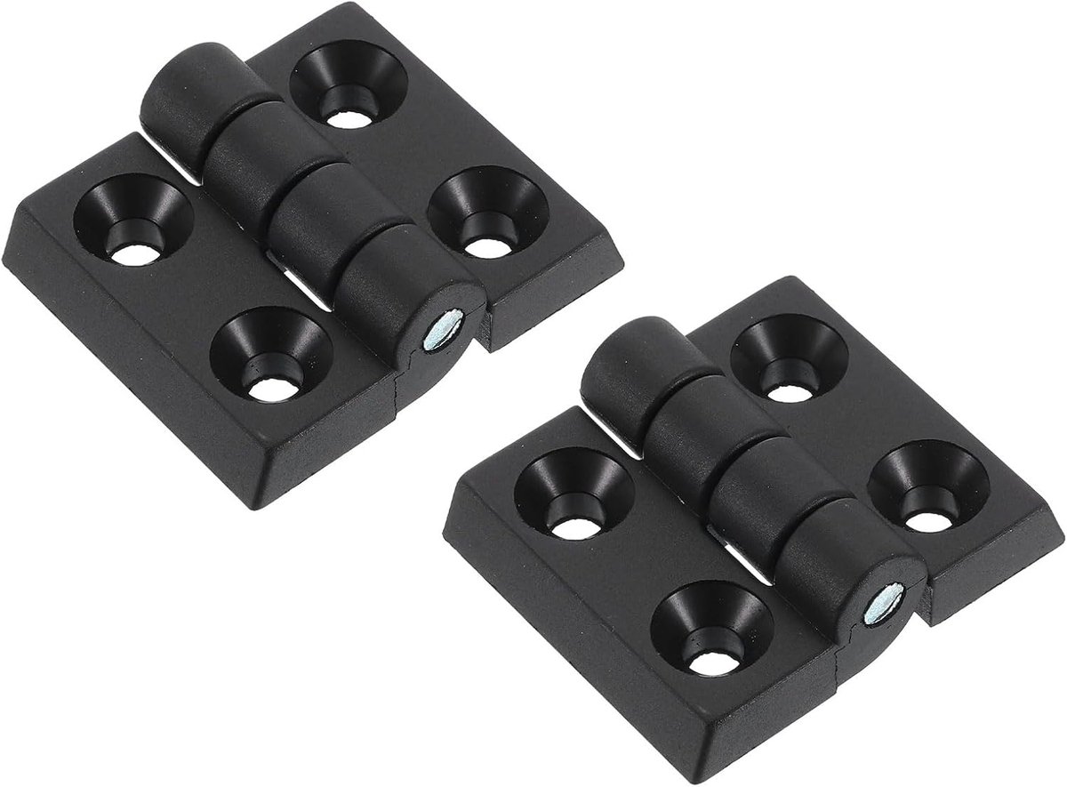2 stuks draaimomentscharnier, 52 x 45 x 8 mm, nylon, verstelbaar positiecontrolscharnier, zelfsluitend deurscharnier met 6 mm gat voor elektronische box, kastbeslag, zwart