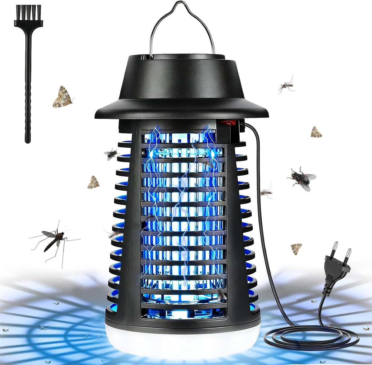 Muggenlamp met 1,2 m snoer, 4000V 18W UV Elektrische Muggenlamp met 9W LED-lamp, IPX4 Elektrische Muggenverjager, Muggenlamp voor Binnen en Buiten