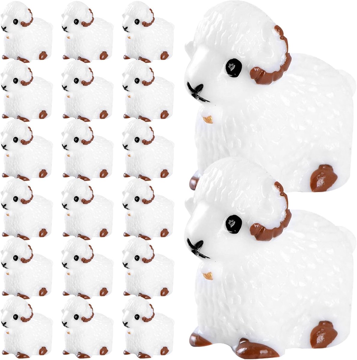 Mini Schapenfiguren, 40 stuks, schattige decoratie, schaapbeeldje, tuin, wit, mini schaap, taartopzetstuk, taartdecoratie, tuin, micro landschap, ornament