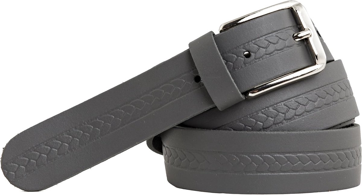 - riem - leder - met patroon - opgeschroefde gesp - 3 cm