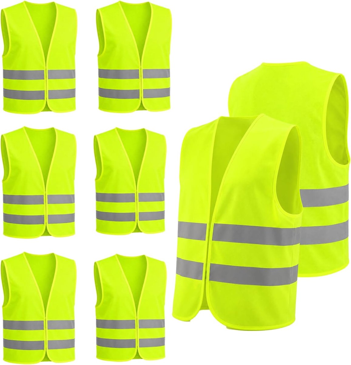 Veiligheidsvesten voor in de auto, groene veiligheidsvesten, auto-accessoires met reflecterende strepen, voor hoge zichtbaarheid, 's nachts, bouwvakkers, automobilisten