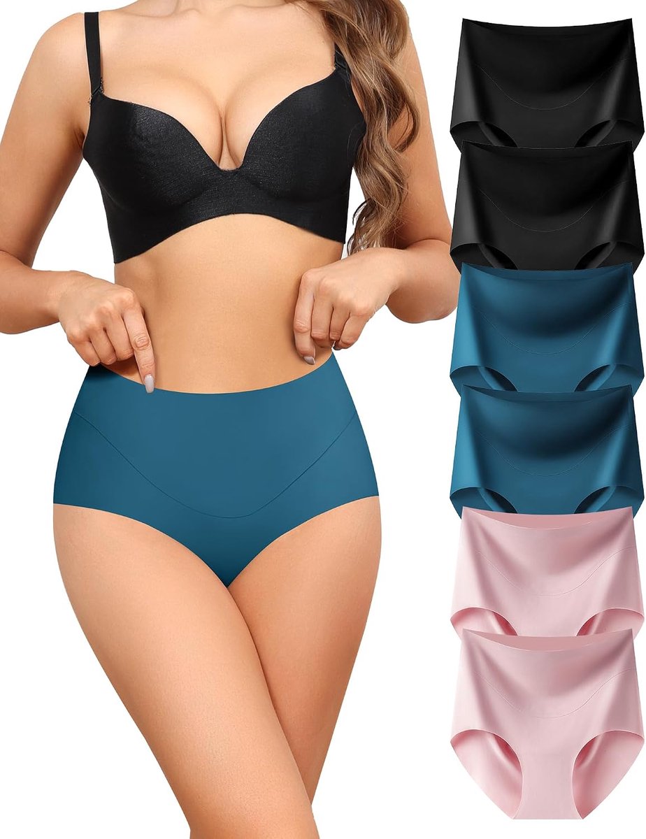 6 Pack Naadloze slip voor Vrouwen Hoge Taille Geen VPL Ondergoed No Show Dames Slipje Comfortabele Volledige Dekking Slips Multipack S-XXL