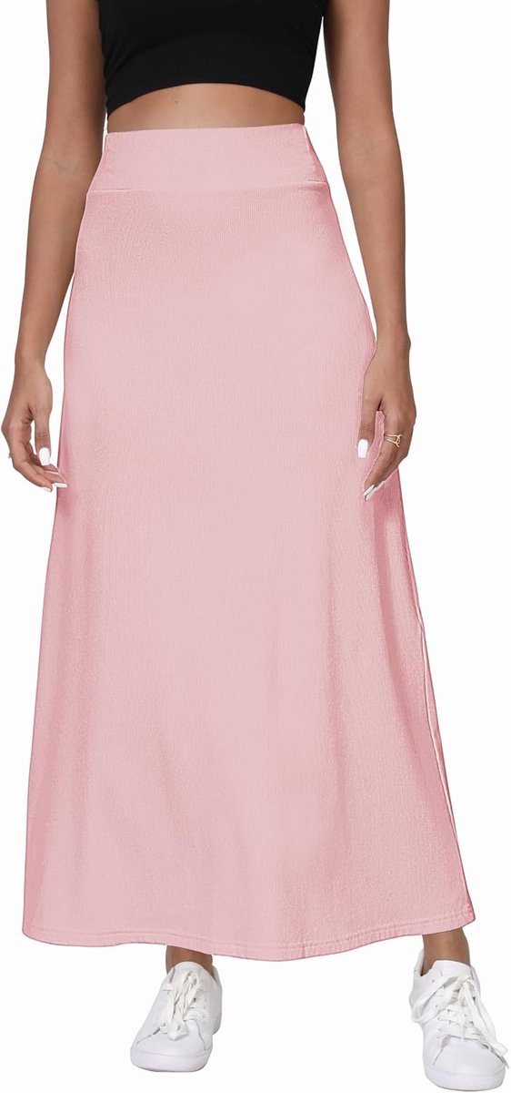 Comfort Verdikking A Lijn Hoge Taille Maxi Rok Elastisch Taille Breien Lange Rokken