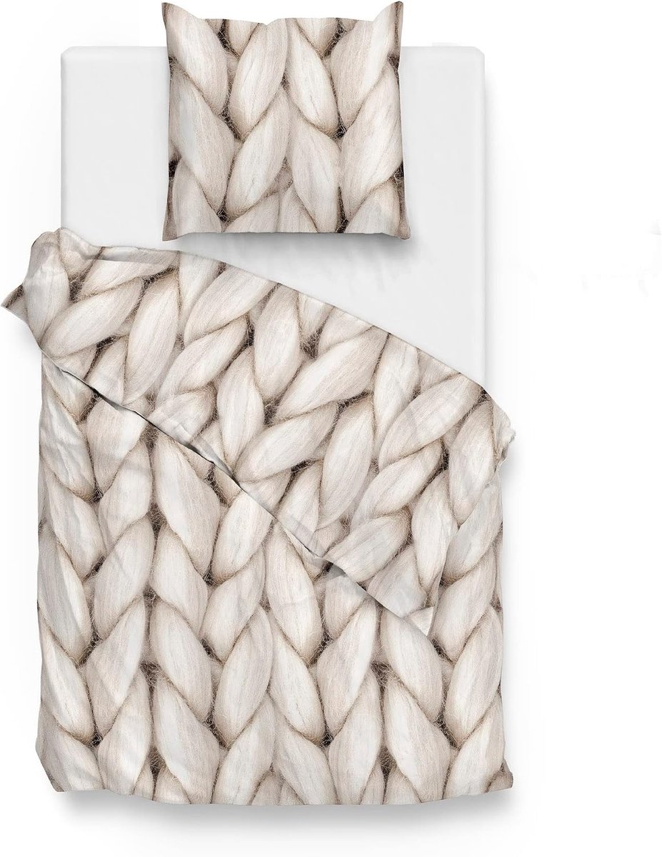 Dekbedovertrek flanel 140x200/220 cm - natuurlijk - heerlijk warm voor winternachten - SnelShoppen