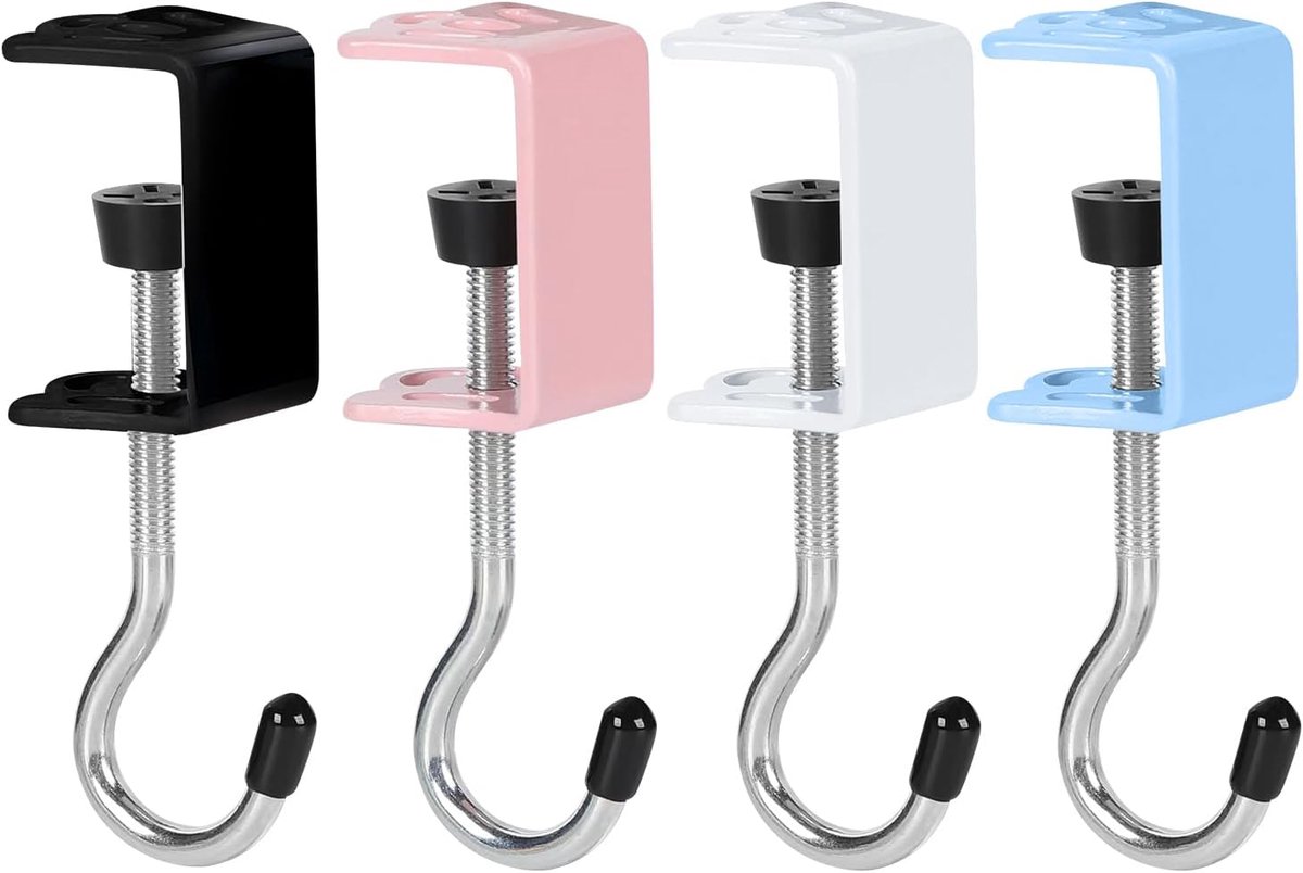 4 stuks duurzame tashaken voor tafel en bureau, 20 kg capaciteit, rugzak-organizer, handtashouder, roestvrije legering, ruimtebesparend