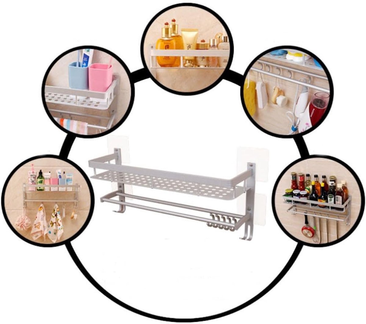 Hanging badkamerrek - met plank - handdoekenhouder - multifunctioneel gebruik - SnelShoppen