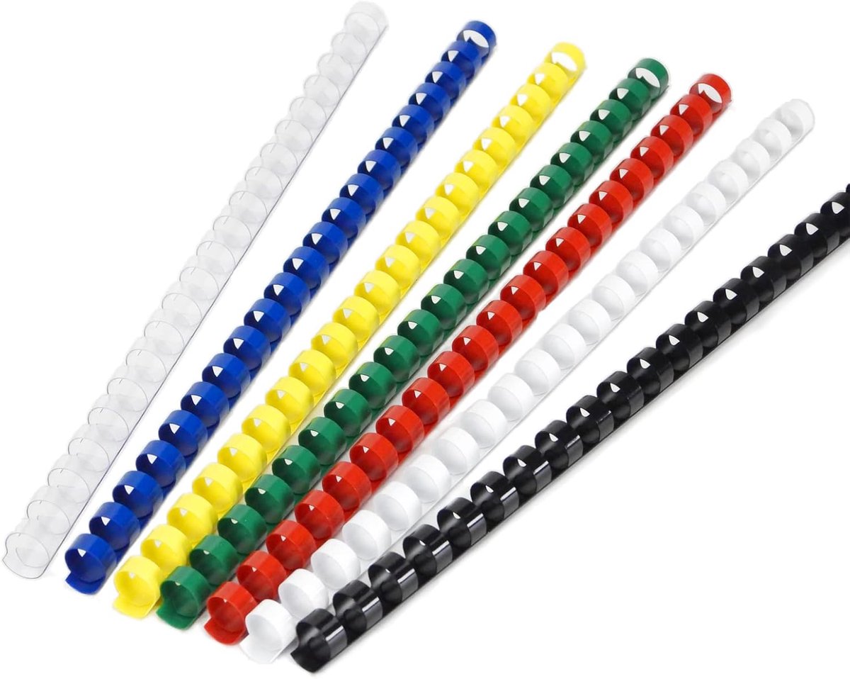 Bindruggen, 8 mm, 21 ringen, 40 vel bindcapaciteit, meerdere kleuren, A4, 100 stuks
