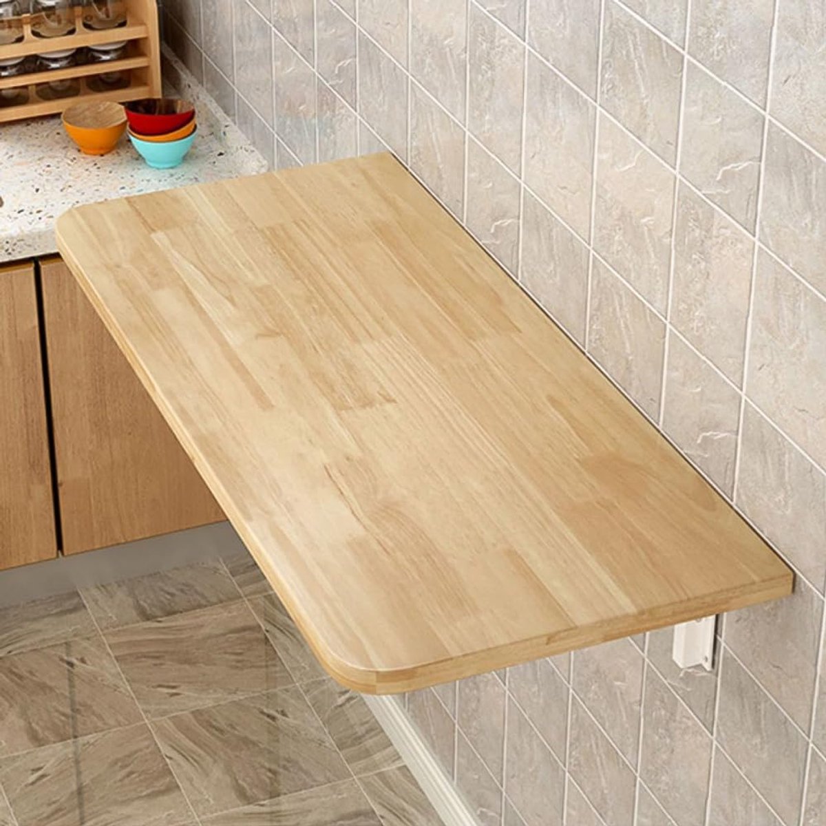 Wandtafel, inklapbaar, voor wandmontage Inklapbare tafel voor wandmontage in keuken Eetkamer, wandklaptafel, eettafel met ruimtebesparende houders,60 * 30 * 1,6 cm-walnootkleur