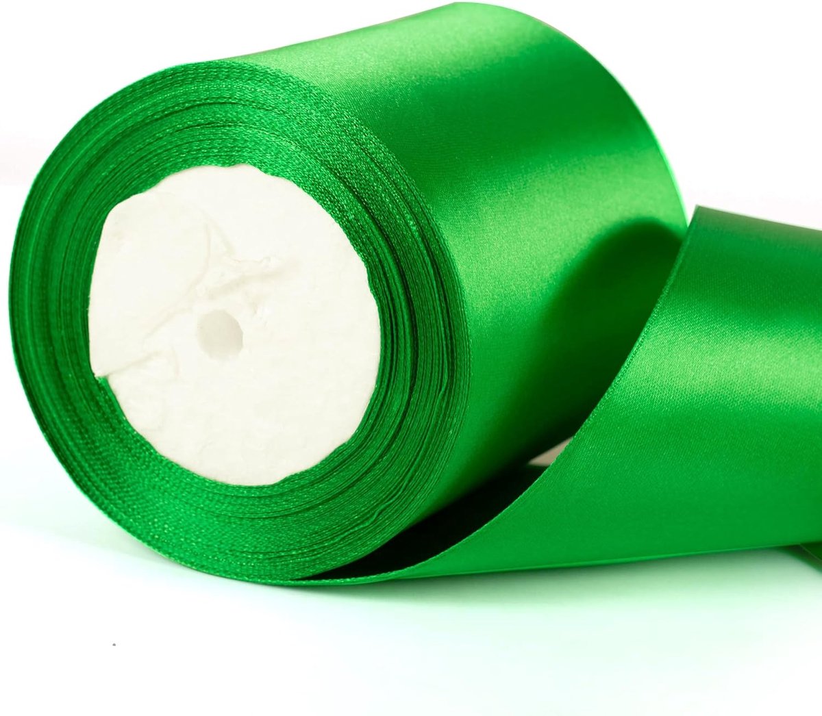22 m x 10 cm breed groen satijnen lint, groen dik trouwautolint voor cadeauverpakking, boeket, taart, ambachtelijke decoraties, bloemistenlinten voor kerstverjaardagscadeau