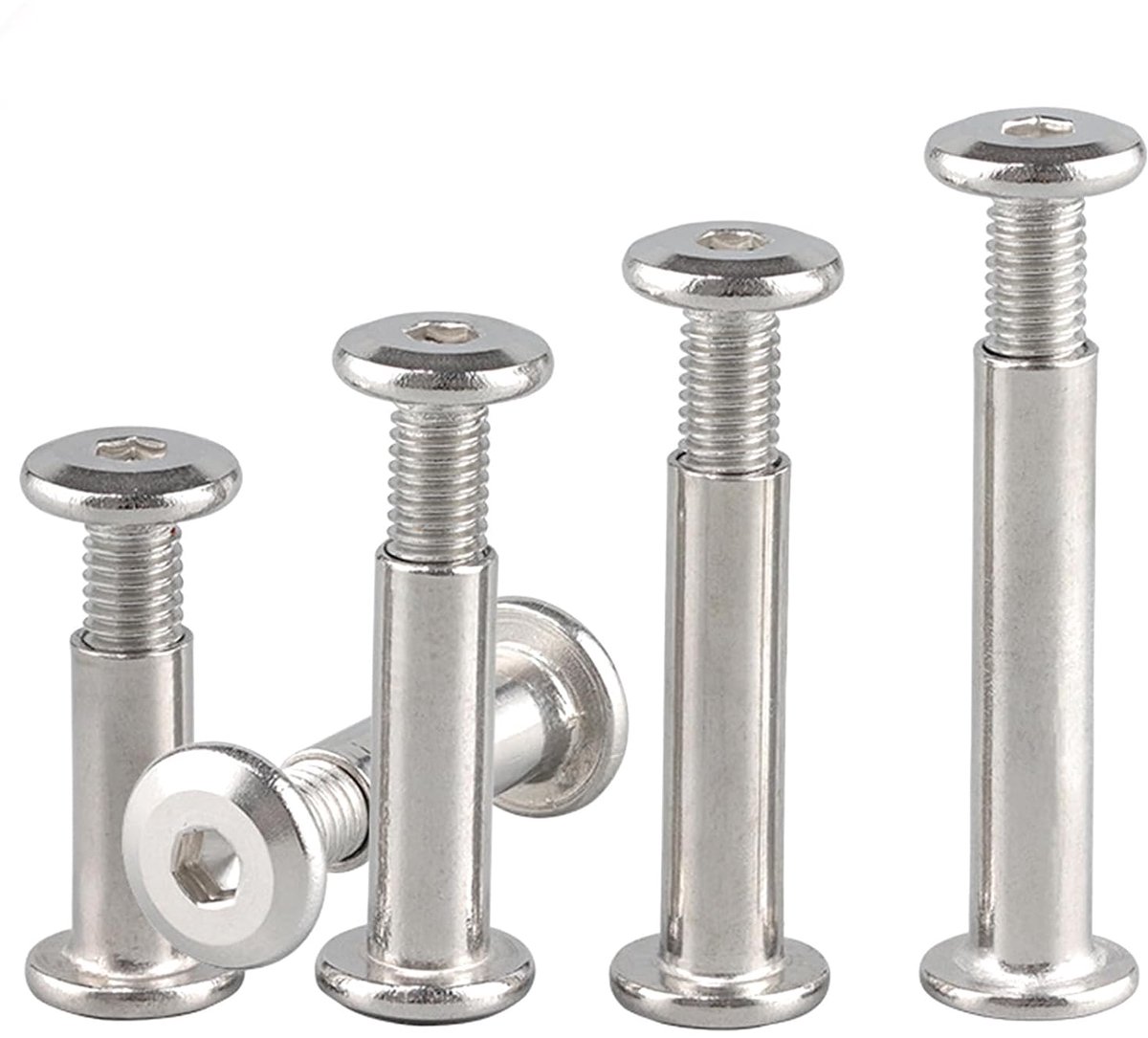 10 stuks Meubel Verbindingsschroeven Meubelschroeven M6x40mm Hulsschroeven met Binnenzeskant, Roestvrij Staal A2 V2A Kastconnector, Meubelconnector Hulsmoer voor Meubels, Kasten