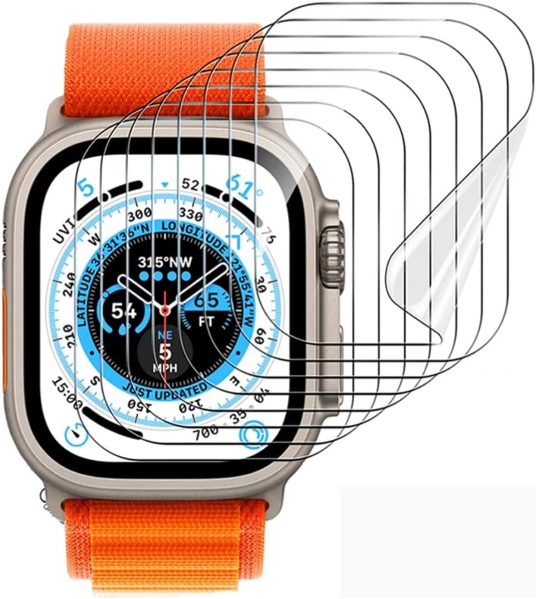 Hydrogel beschermfolie voor Apple Watch Ultra 49 mm, [5 stuks] Clear Flexibele Screen Protector [HD] (NIET Glas)