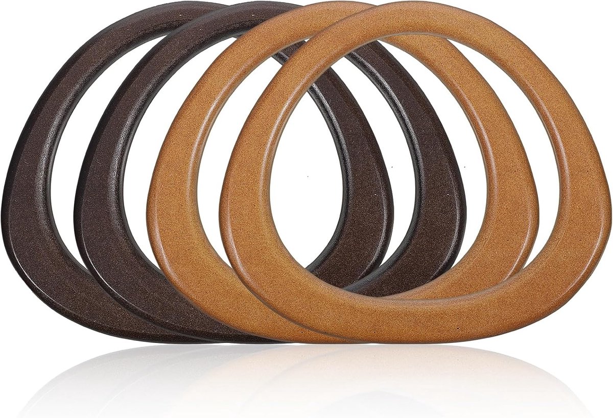 4 stuks tasgrepen, D-vormige houten zakgrepen, tashengsels voor gehaakte tassen, handtassen voor haaktassen, macramé tasgrepen