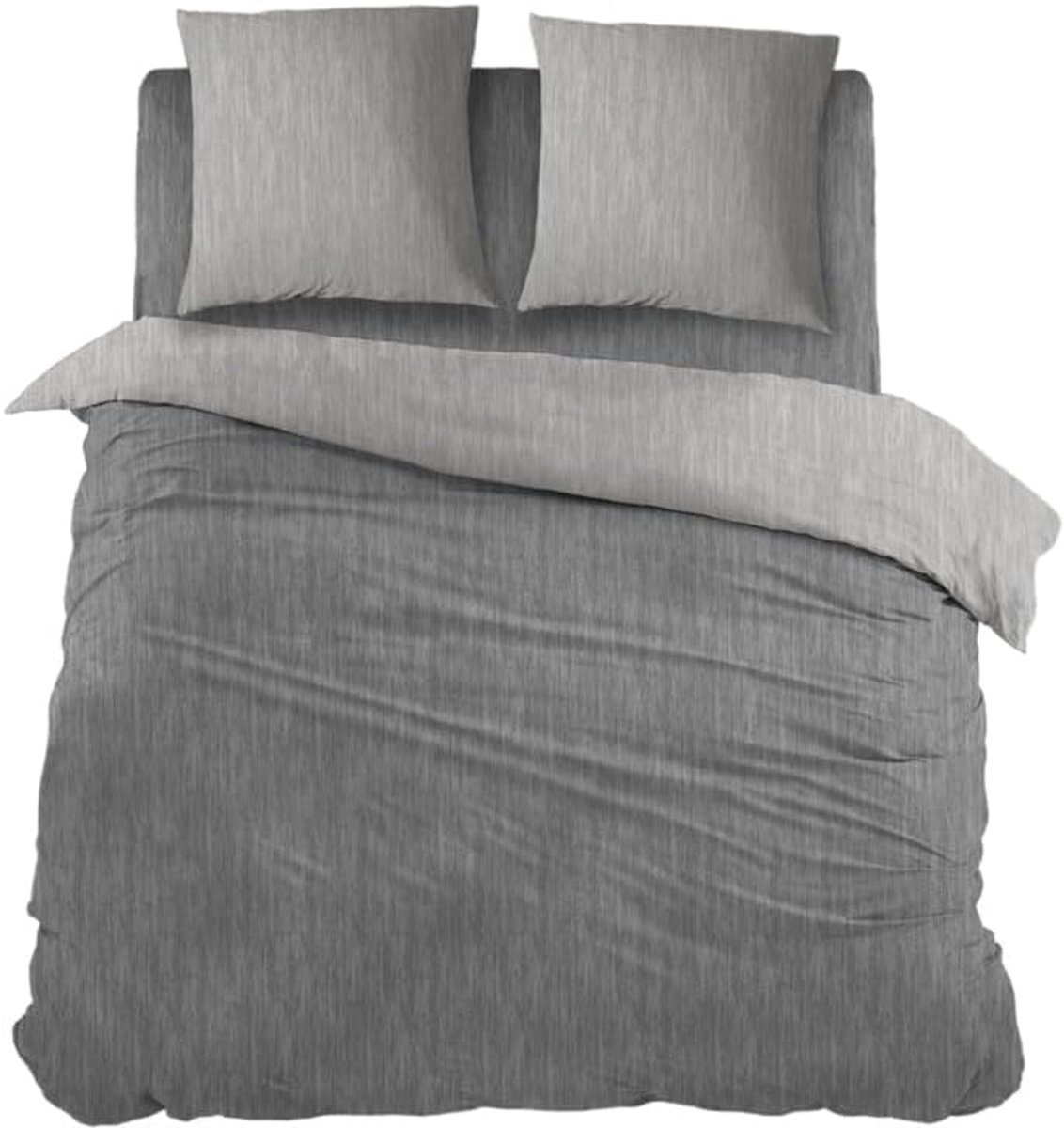 Dekbedovertrek 240x200/220 cm - Jersey katoen - Antraciet/grijs - Ultiem slaapcomfort - SnelShoppen