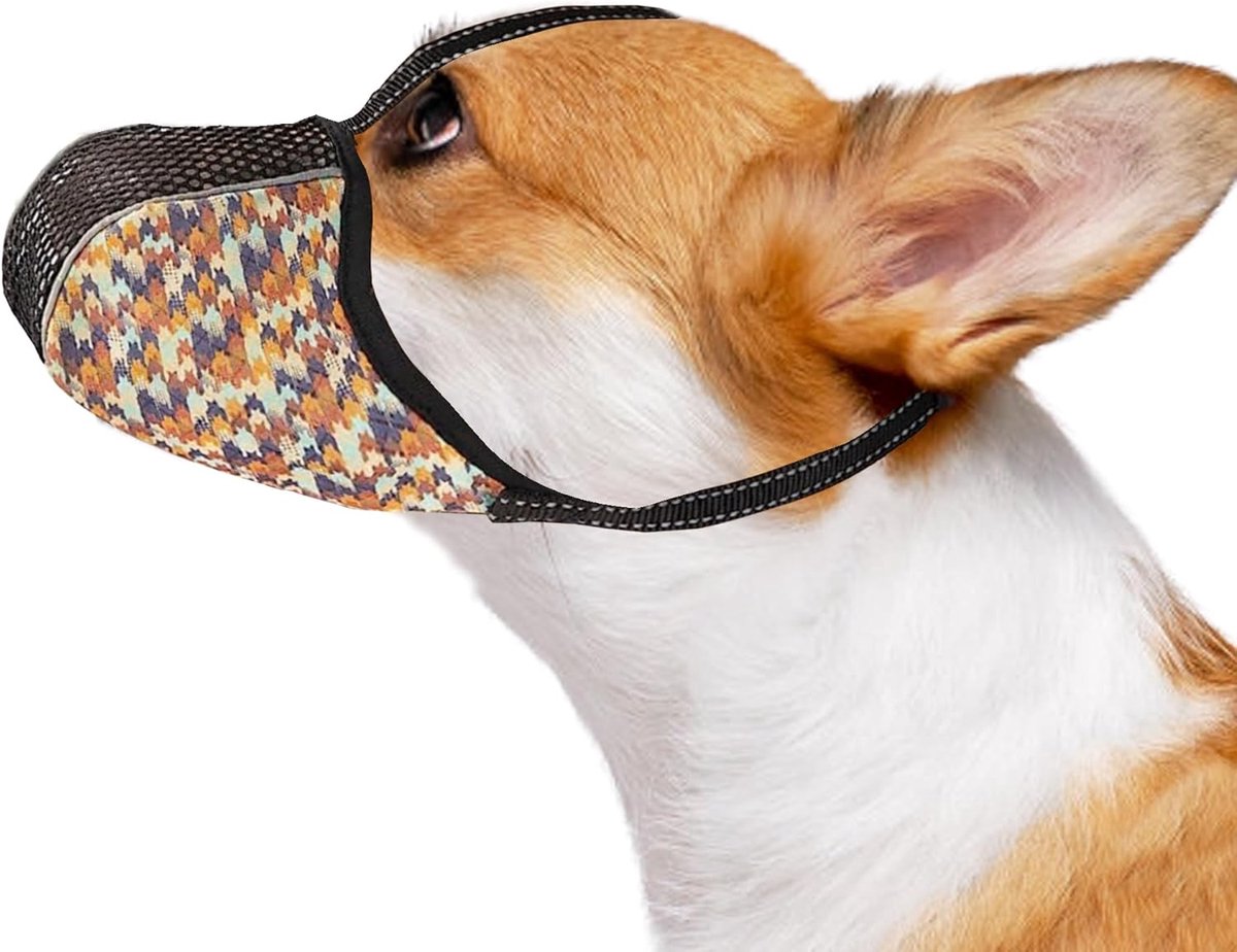 Muilkorf Voorkomen Bijten Kauwen Blaffen voor Kleine Honden | Reflecterend, verstelbaar, drinkbaar, volledige dekking hond mondbescherming, voor wandelen scaving, oranje S
