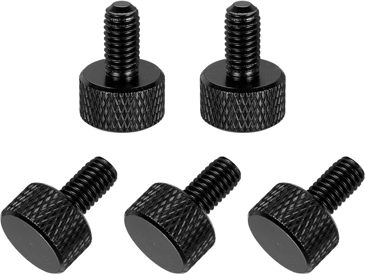 5 stuks vlinderschroeven met platte kop, M6 x 12 mm, vlinderbouten, schroefdraad van aluminiumlegering, robuust, voor pc-behuizingen en grafische kaarten, zwart