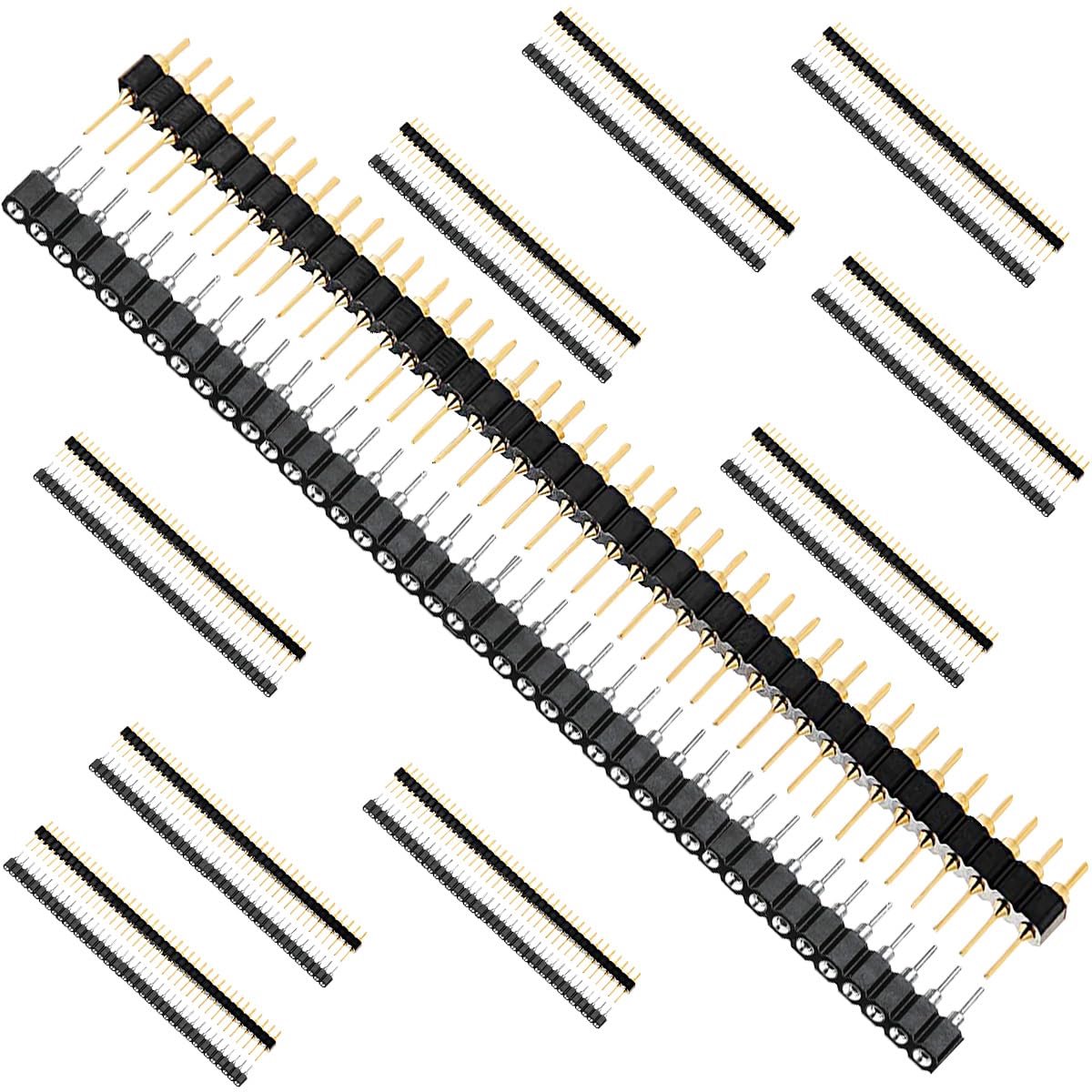 Stift- en bussenconnector, 2,54 mm / 0,1 inch, 40P verguld, mannelijk, vertind, bussenconnector, combinatie, recht, enkelvoudig rij, 20 stuks