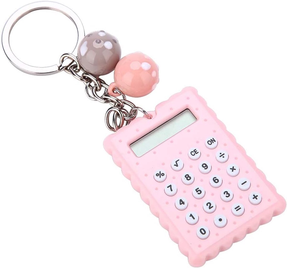 Calculator, Portable Pocket Candy Color PVC 8 cijfers elektronische rekenmachine met siliconen knoppen en sleutelhanger gesp voor kinderen studenten(Roze)