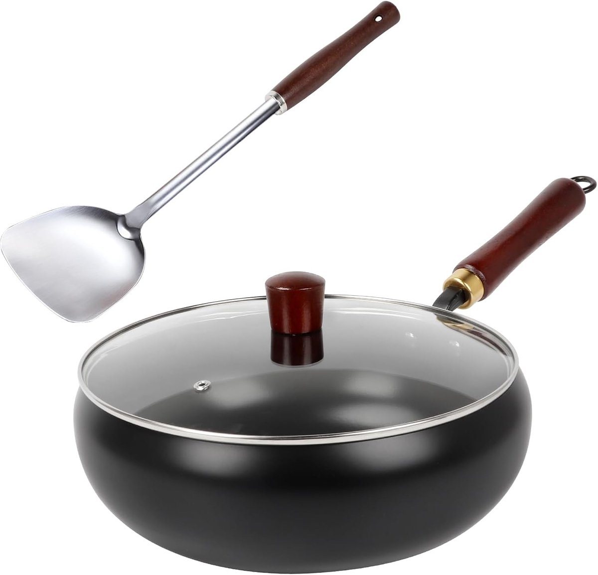 Gietijzeren Pan 28cm - Handgemaakt - Glasdeksel - Gezond Koken - ShopVlot