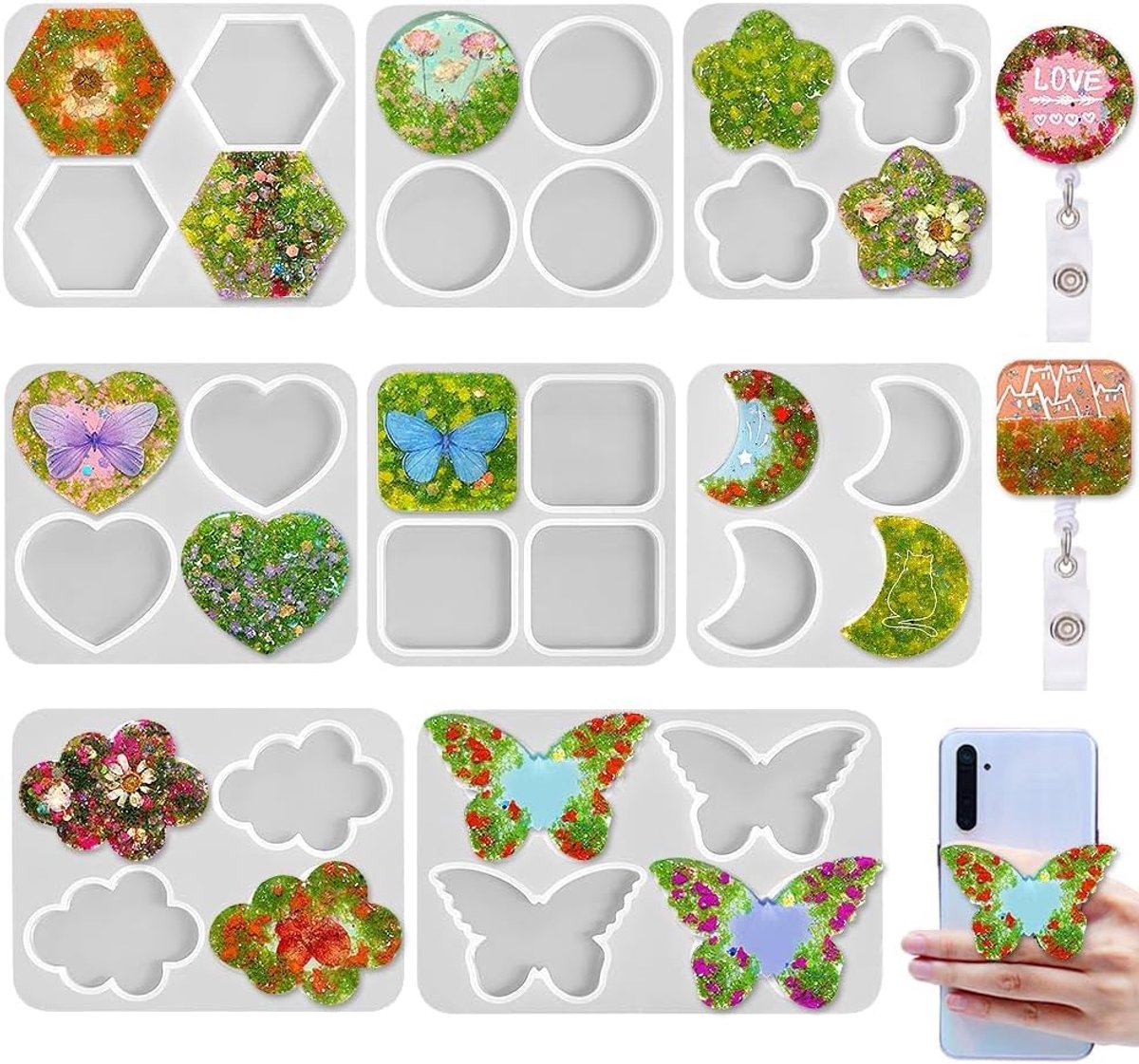 Siliconen Mallen Set 8 Stuks - Herbruikbare Gietmallen - Diverse Vormen voor Creatieve DIY-projecten - ShopVlot