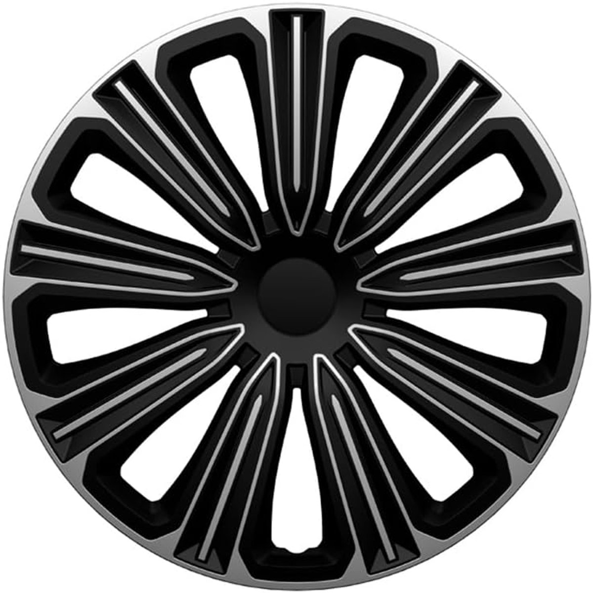 Wieltrimset 14-Inch - Rosso - Zilver/Zwart - Geef uw auto een nieuwe look - ShopVlot