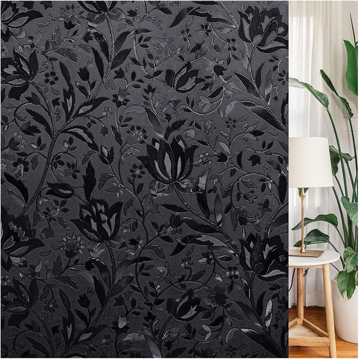 Raamfolie matte blackout 44,5 x 200 cm - statische hechting - UV-bescherming - privacy voor dag en nacht - ShopVlot