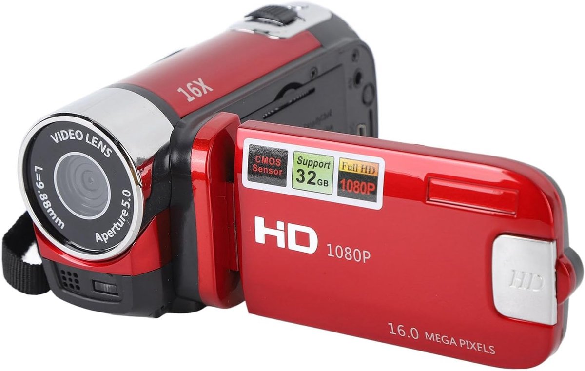 Handheld videocamera 1080P 16MP - 16x digitale zoom - 2,7 inch draaiend scherm - ideaal voor selfies - ShopVlot