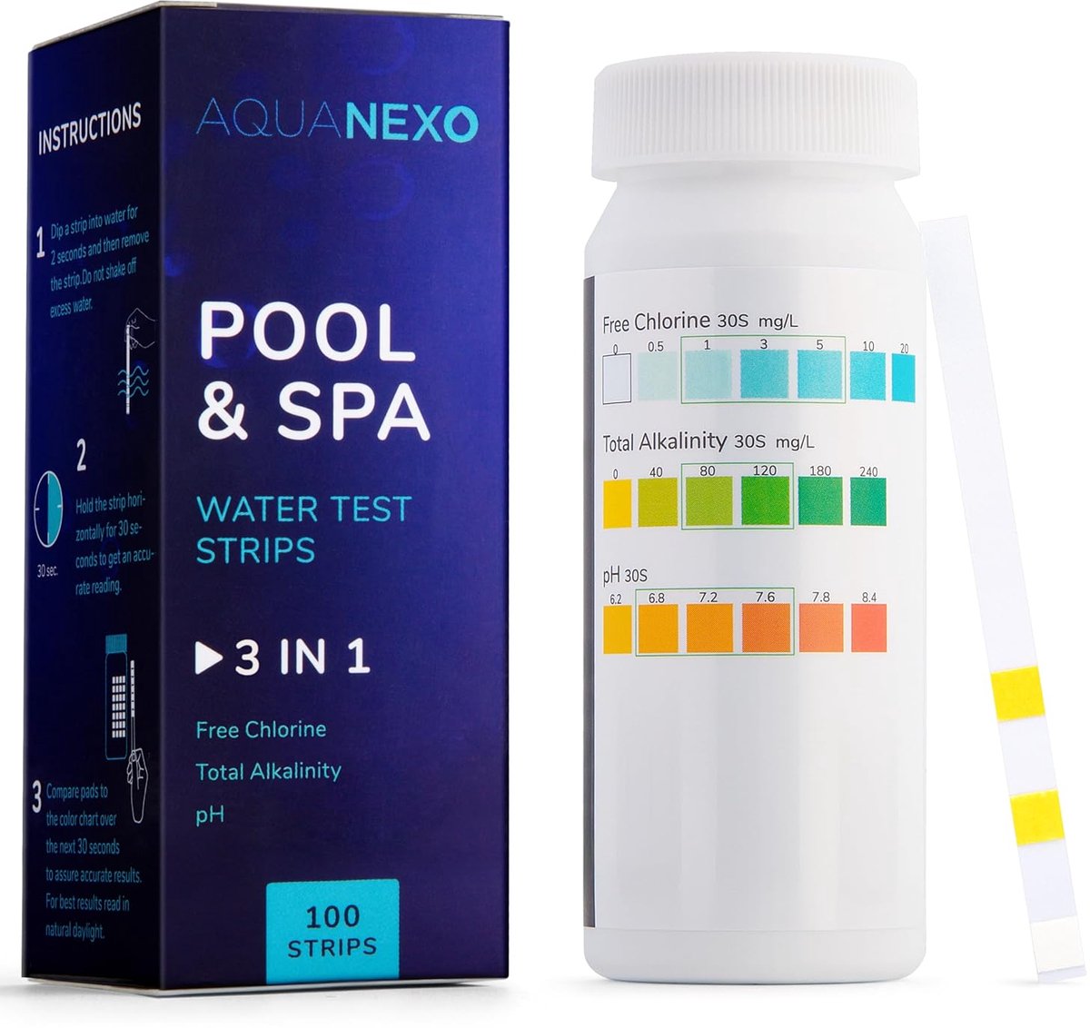 Pool test strips 100 stuks - 3-in-1 - pH en waterkwaliteit - eenvoudig water testen - ShopVlot