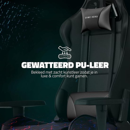 Gaming stoel met voetsteun - verstelbare rugleuning en armsteunen - premium ergonomisch ontwerp - ultiem comfort - ShopVlot — afbeelding 3